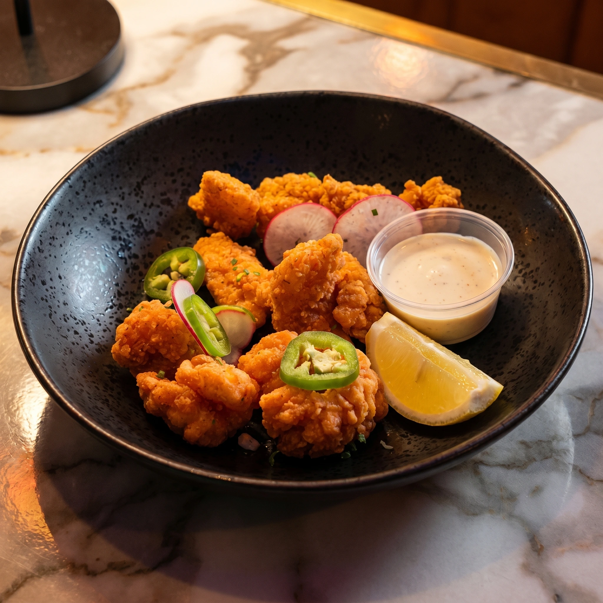 Fire Cracker Calamari with yuzu citrus dip at Bizarre Gastro Pub in Calgary