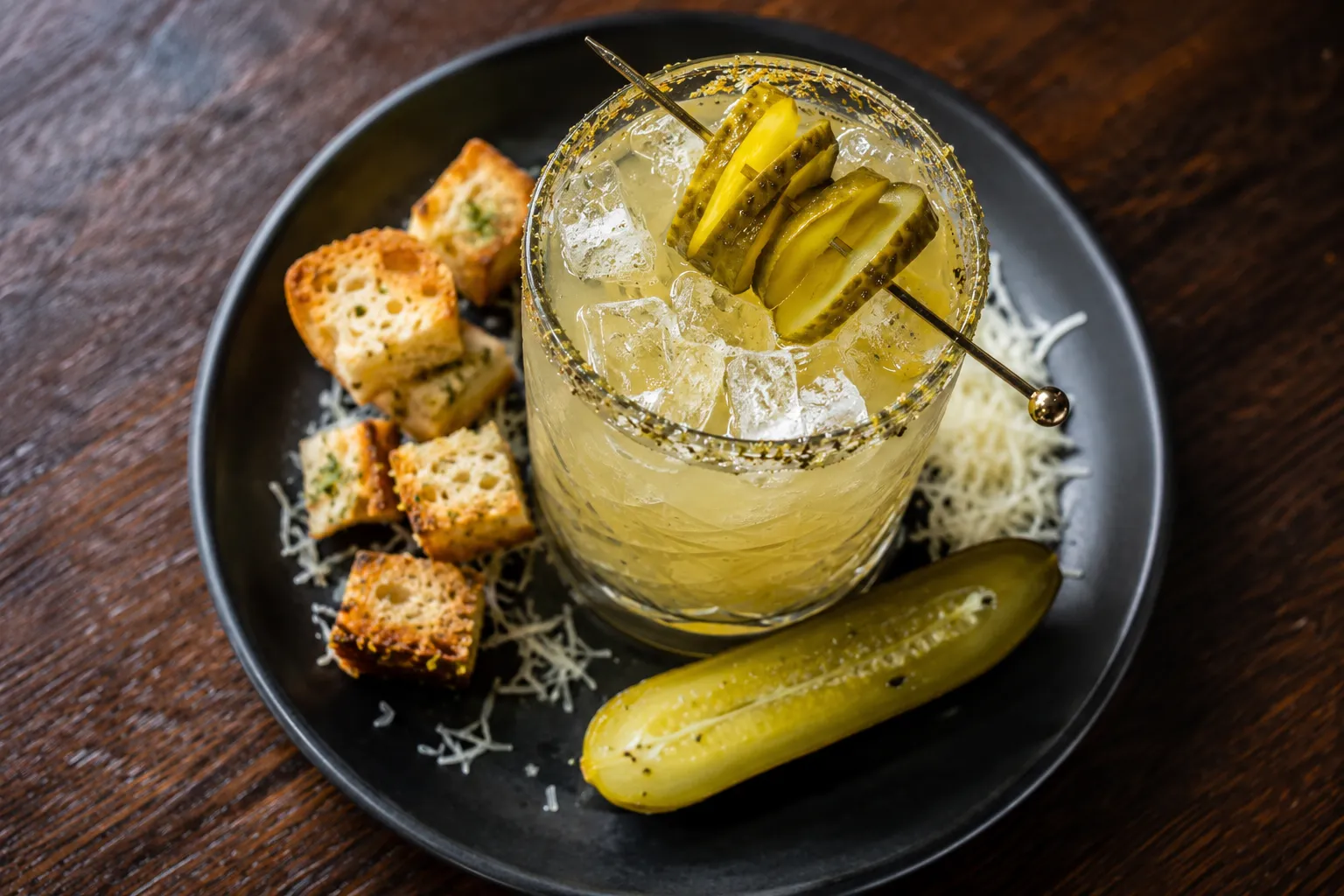 Pickleback Caesar — Calgary Happy Hour cocktail at Bizarre Gastro Pub